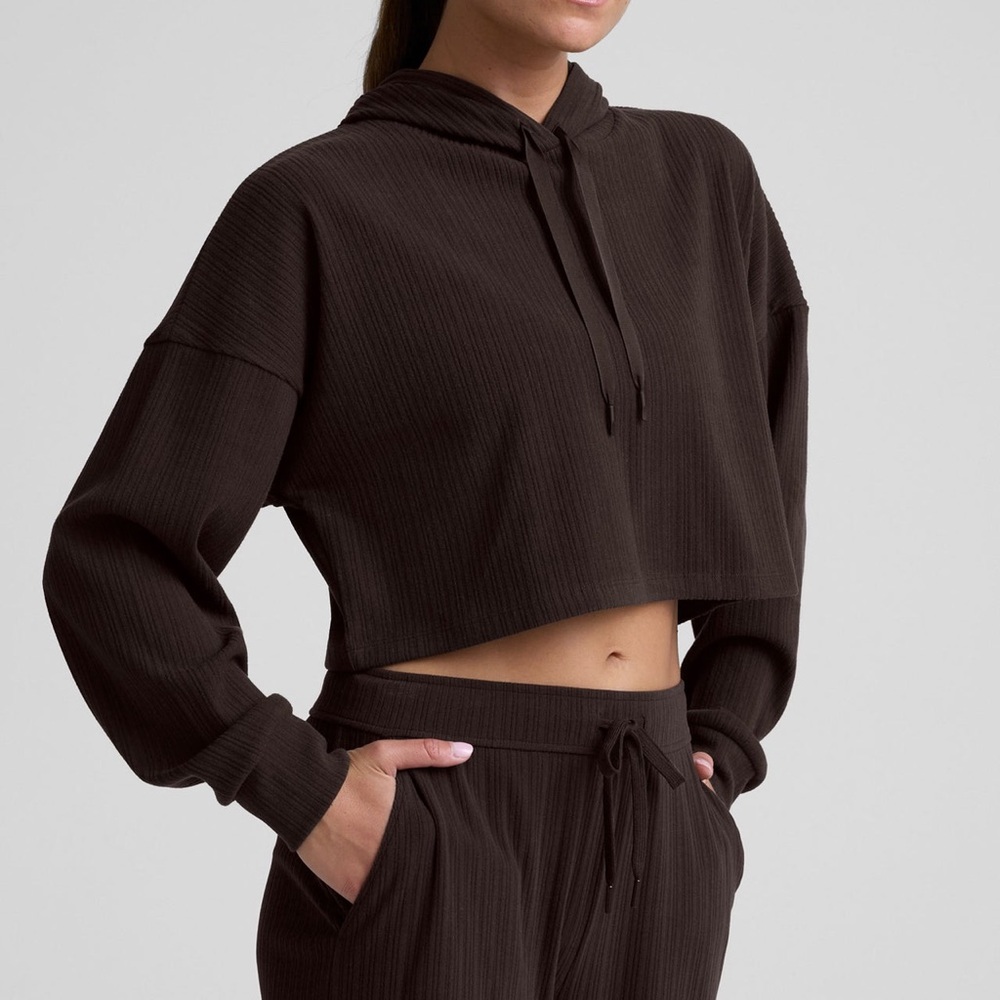 🔥NWT Beyond Yoga Breathe Easy Ribbed Cropped Hoodie Size Small Women